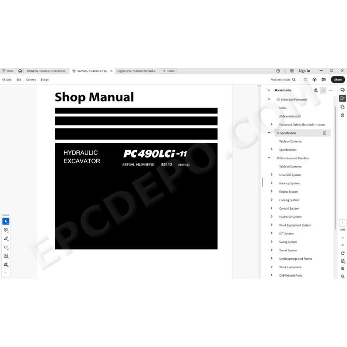 Komatsu Excavator PC490LCi-11 service & repair manual
