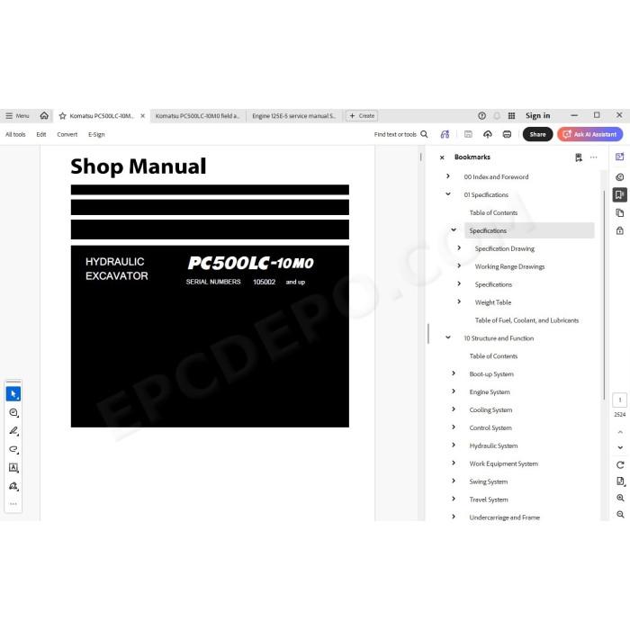 Komatsu Excavator PC500LC-10M0 service & repair manual