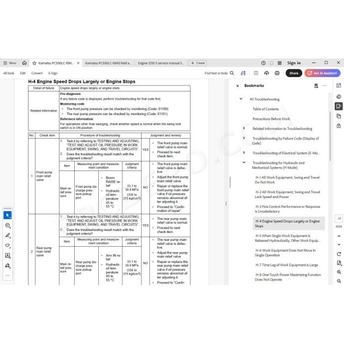 Komatsu Excavator PC500LC-10M0 service & repair manual