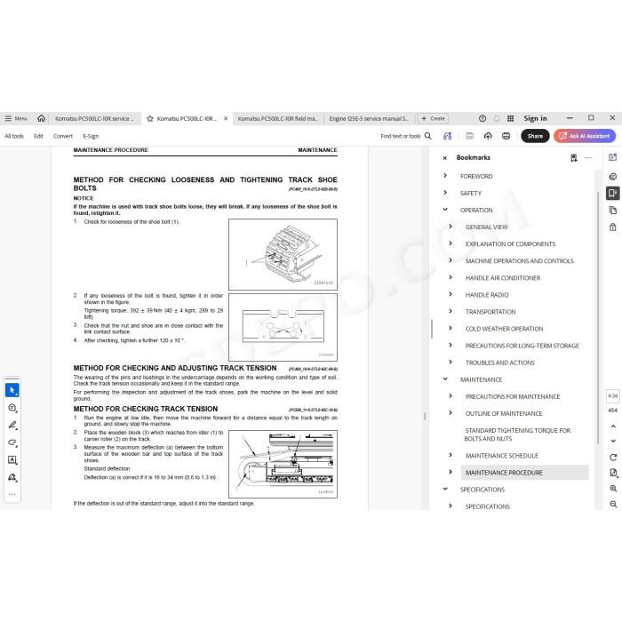 Komatsu Excavator PC500LC-10R service & repair manual