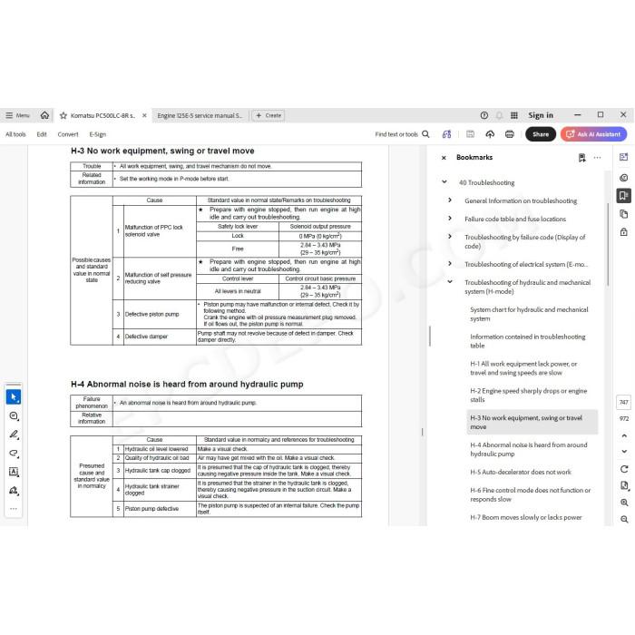 Komatsu Excavator PC500LC-8R service & repair manual