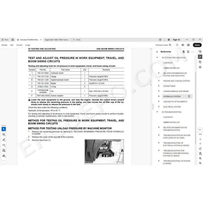 Komatsu Excavator PC58MR-5E0 service & repair manual
