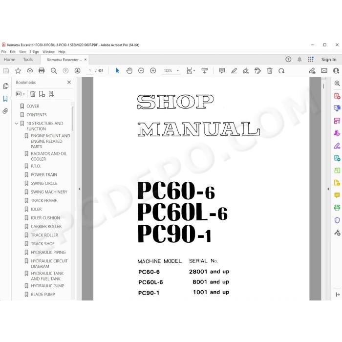 Komatsu Excavator PC60-6 PC60L-6 PC90-1 service manual