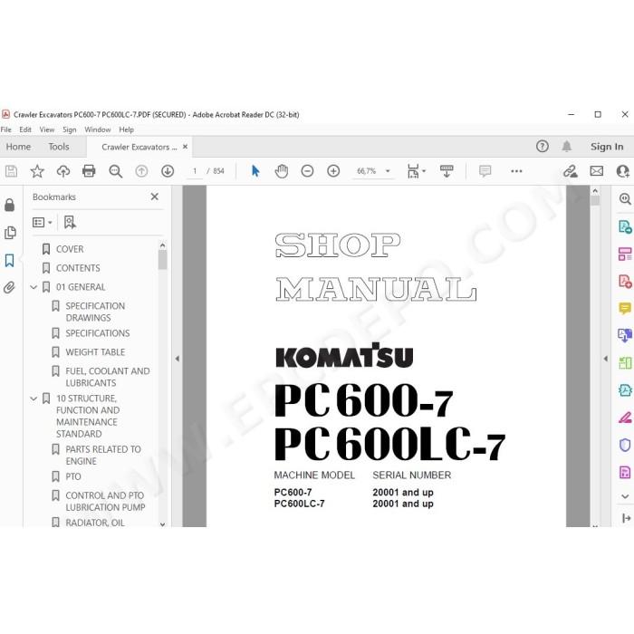 Komatsu Excavator PC600-7 PC600LC-7 service & repair manual