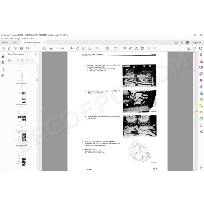 Komatsu Excavator PC650-1 service manual
