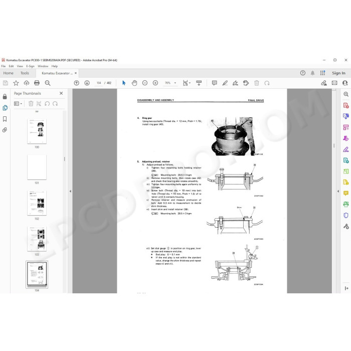 Komatsu Excavator PC650-1 service manual