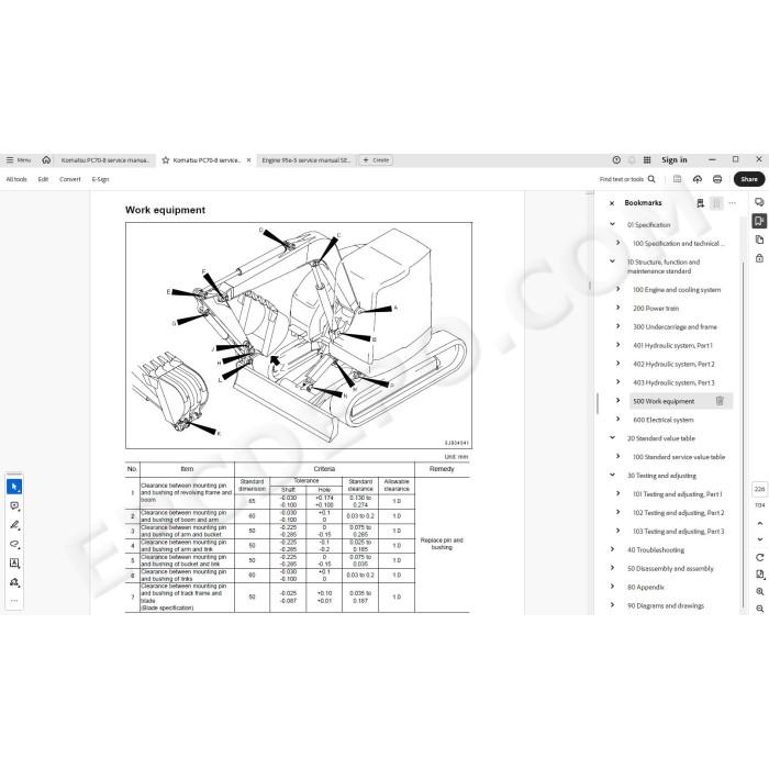Komatsu Mini Excavator PC70-8 service & repair manual