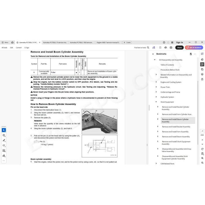 Komatsu Excavator PC700LC-11 PC700LC-11E0 workshop service manual
