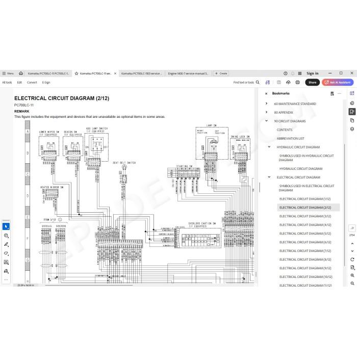 Komatsu Excavator PC700LC-11 PC700LC-11E0 workshop service manual