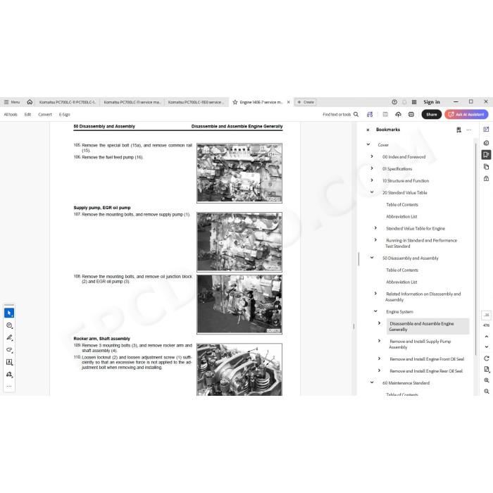 Komatsu Excavator PC700LC-11 PC700LC-11E0 workshop service manual