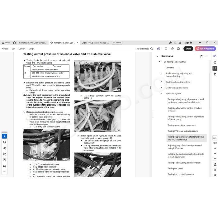 Komatsu Excavator PC700LC-8E0 workshop service manual