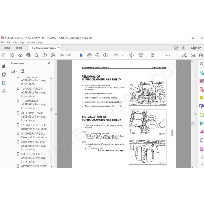 Komatsu Excavator PC750-6 PC800-6 service & repair manual