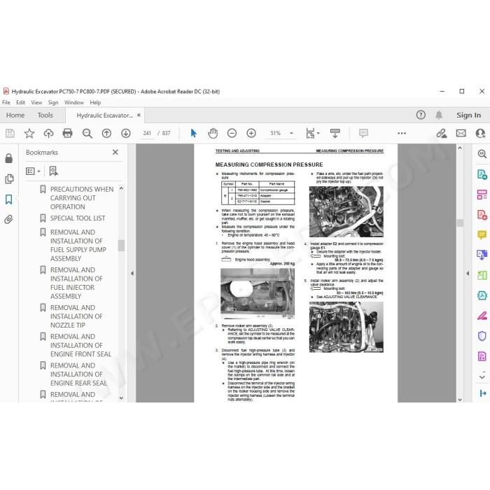 Komatsu Excavator PC750-7 PC800-7 service & repair manual