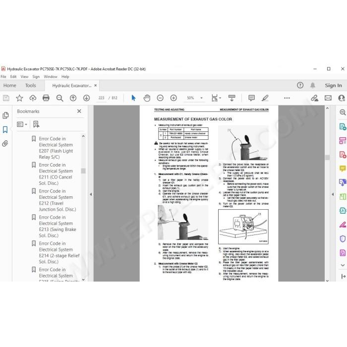 Komatsu Excavator PC750SE-7K PC750LC-7K service & repair manual