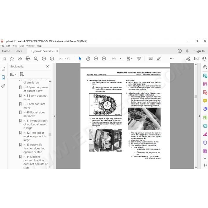Komatsu Excavator PC750SE-7K PC750LC-7K service & repair manual