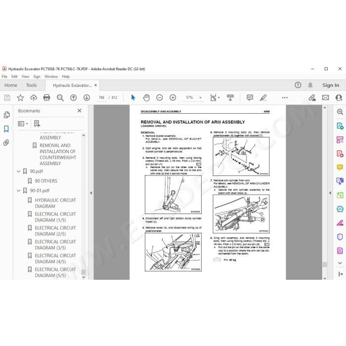 Komatsu Excavator PC750SE-7K PC750LC-7K service & repair manual