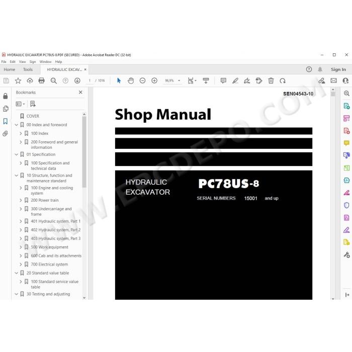 Komatsu Mini Excavator PC78US-8 service & repair manual