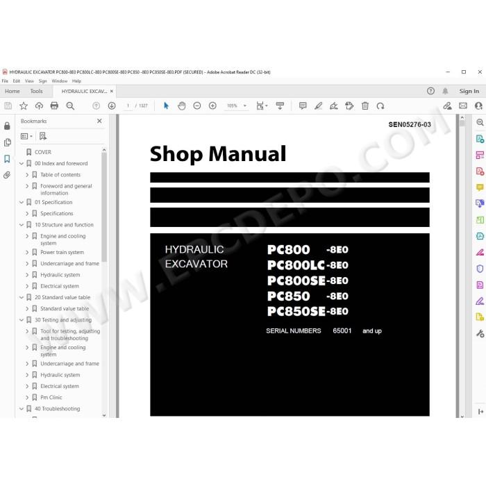Komatsu Excavator PC800-8E0 PC800LC-8E0 PC800SE-8E0 PC850-8E0 PC850SE-8E0 service & repair manual
