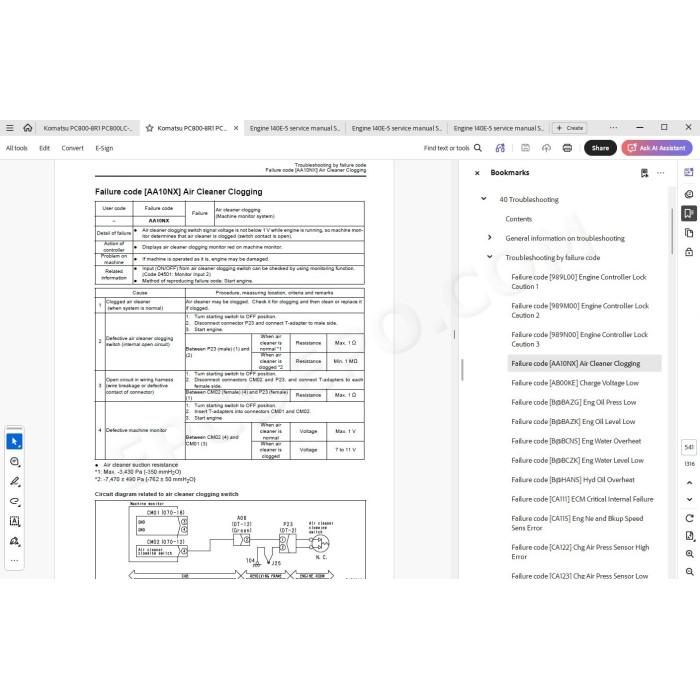 Komatsu Excavator PC800-8R1 PC800LC-8R1 PC800SE-8R1 PC850-8R1 PC850SE-8R1 service manual