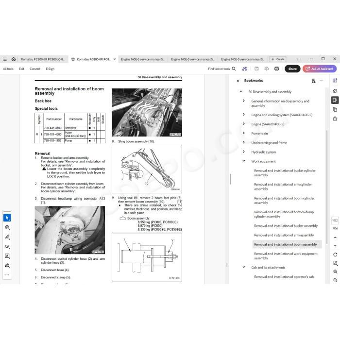 Komatsu Excavator PC800-8R PC800LC-8R PC800SE-8R PC850-8R PC850SE-8R service manual