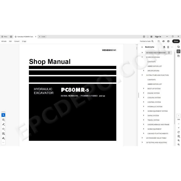Komatsu Excavator PC80MR-5 service & repair manual