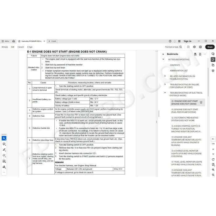 Komatsu Excavator PC80MR-5E0 service & repair manual