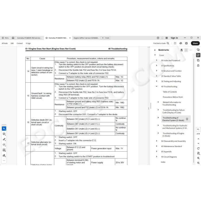 Komatsu Excavator PC88MR-11E0 service & repair manual