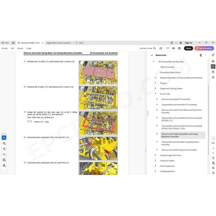 Komatsu Excavator PC900LC-11 PC950-11E0 PC950LC-11E0 workshop manual