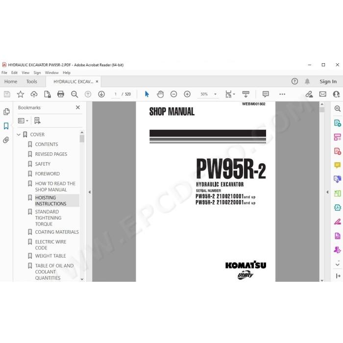 Komatsu Excavator PW95R-2 service & repair manual
