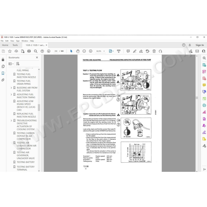 Komatsu Engine 102E-1 102E-2 series workshop service manual