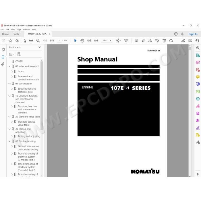 Komatsu Engine 107E-1 series workshop service manual