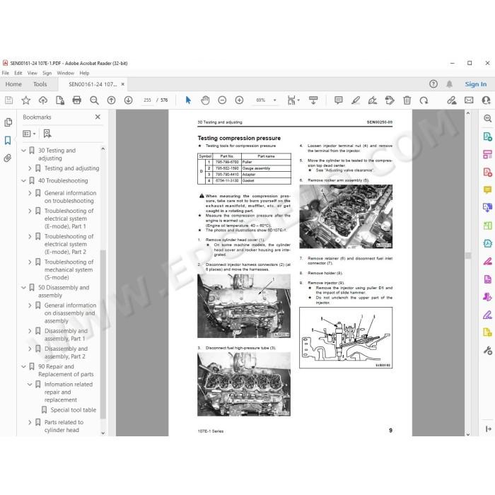 Komatsu Engine 107E-1 series workshop service manual