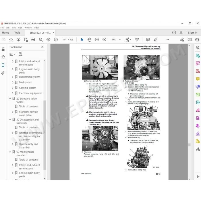Komatsu Engine 107E-2 series workshop service manual