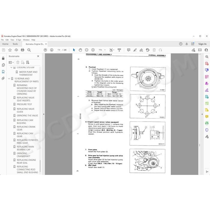 Komatsu Engine 108-2 series workshop service manual