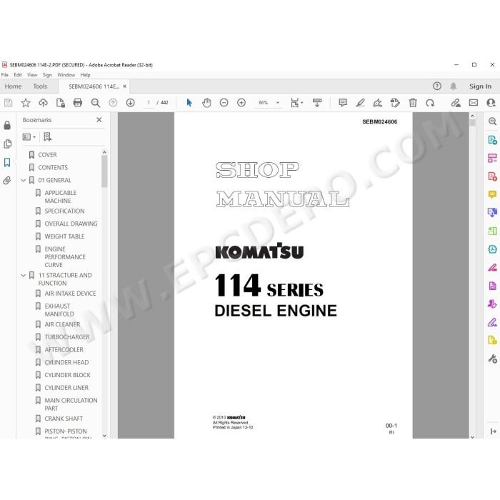 Komatsu Engine 114E-2 series workshop service manual