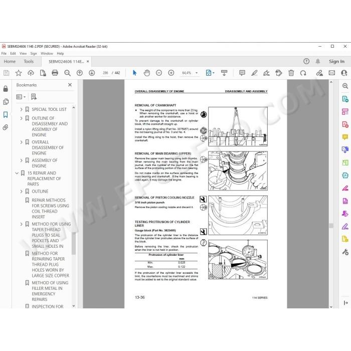 Komatsu Engine 114E-2 series workshop service manual