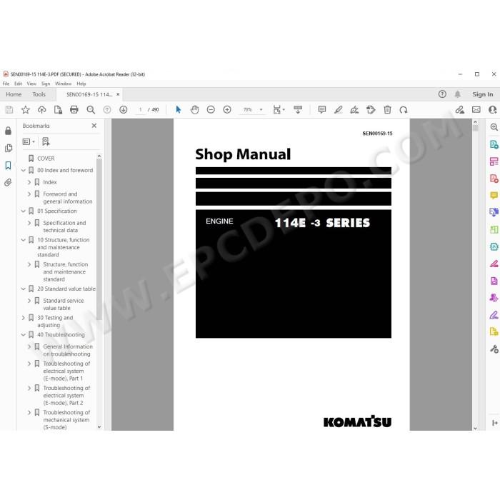 Komatsu Engine 114E-3 series workshop service manual