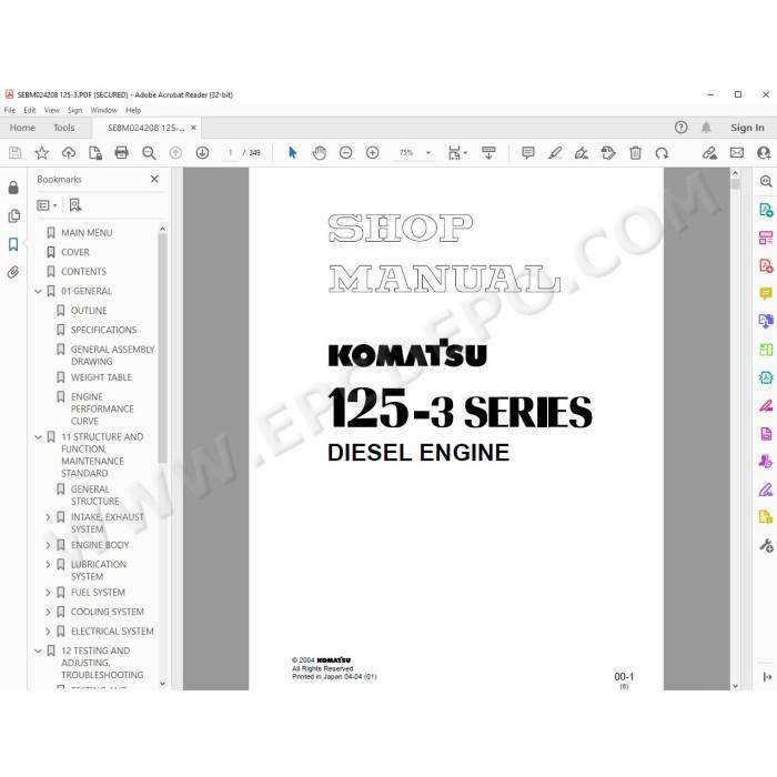 Komatsu Engine 125-3 series workshop service manual
