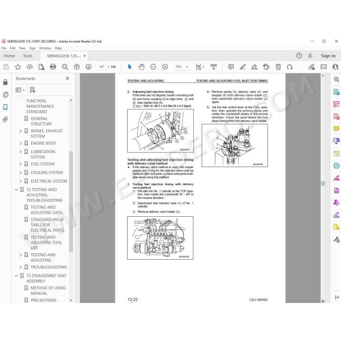 Komatsu Engine 125-3 series workshop service manual