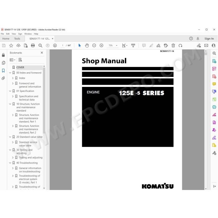 Komatsu Engine 125E-5 series workshop service manual