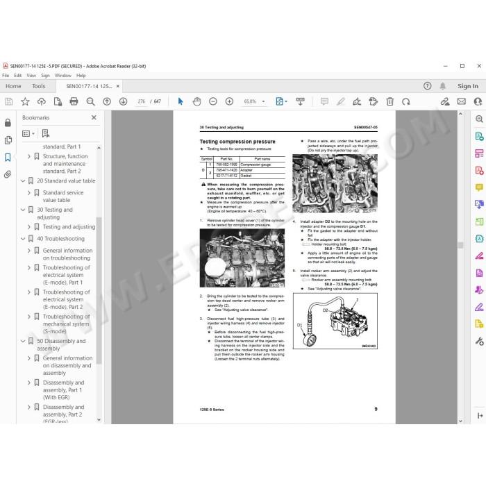 Komatsu Engine 125E-5 series workshop service manual