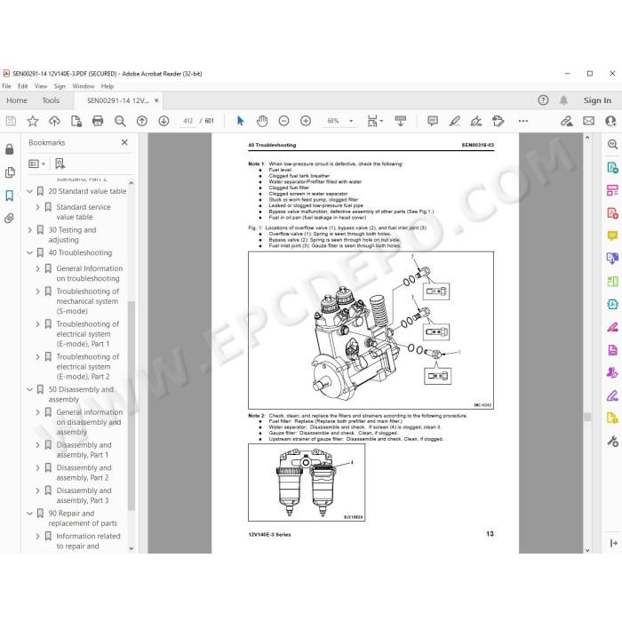 Komatsu Engine 12V140E-3 series workshop service manual