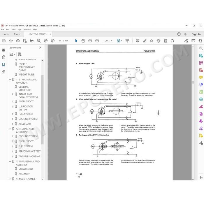 Komatsu Engine 12V170-1 series workshop service manual