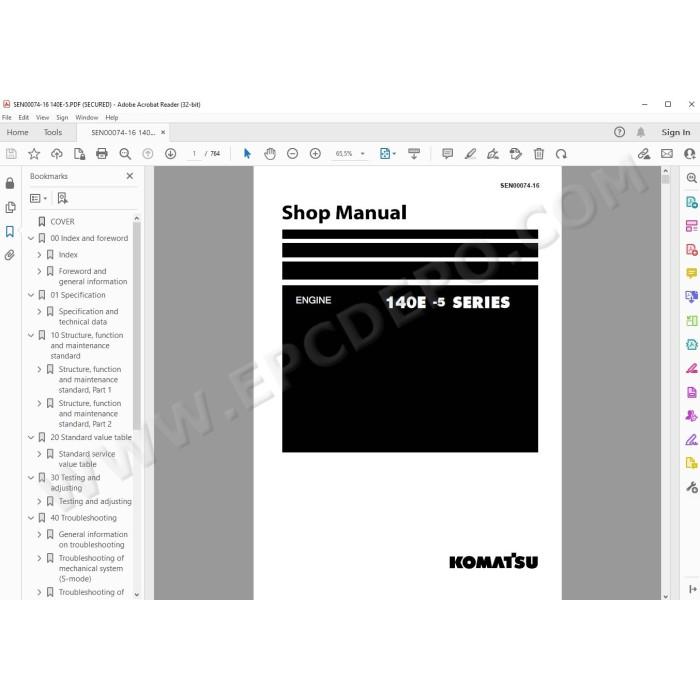 Komatsu Engine 140E-5 series workshop service manual