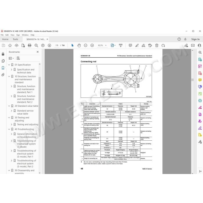 Komatsu Engine 140E-5 series workshop service manual