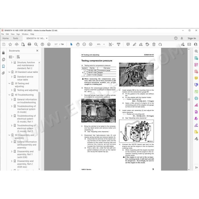 Komatsu Engine 140E-5 series workshop service manual