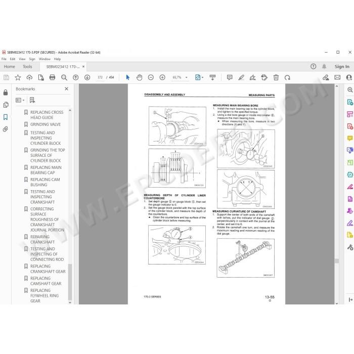 Komatsu Engine 170-3 series workshop service manual