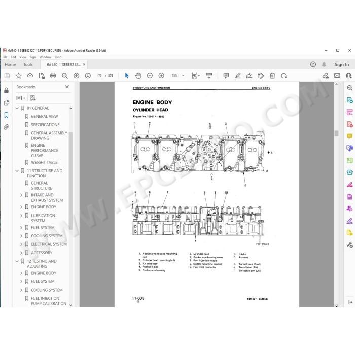 Komatsu Engine 6D140-1 series service manual