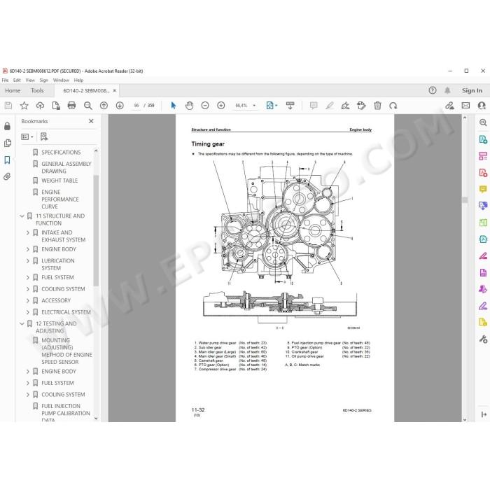 Komatsu Engine 6D140-2 series service manual