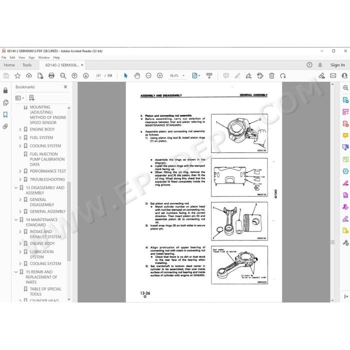 Komatsu Engine 6D140-2 series service manual
